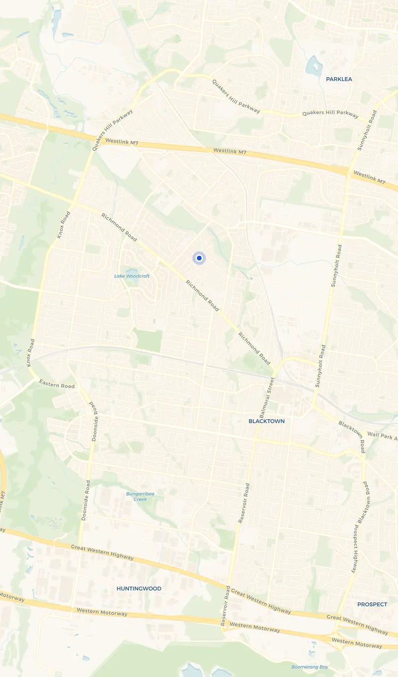 Map of the Marayong service area and the surrounding suburbs we cover.
