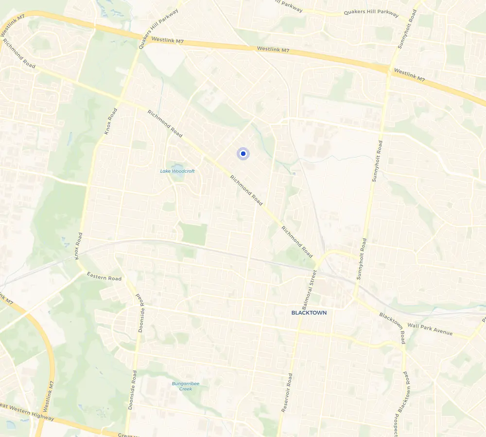 Map of the Marayong service area and the surrounding Greater West, showing Marayong and the nearby streets we cover.